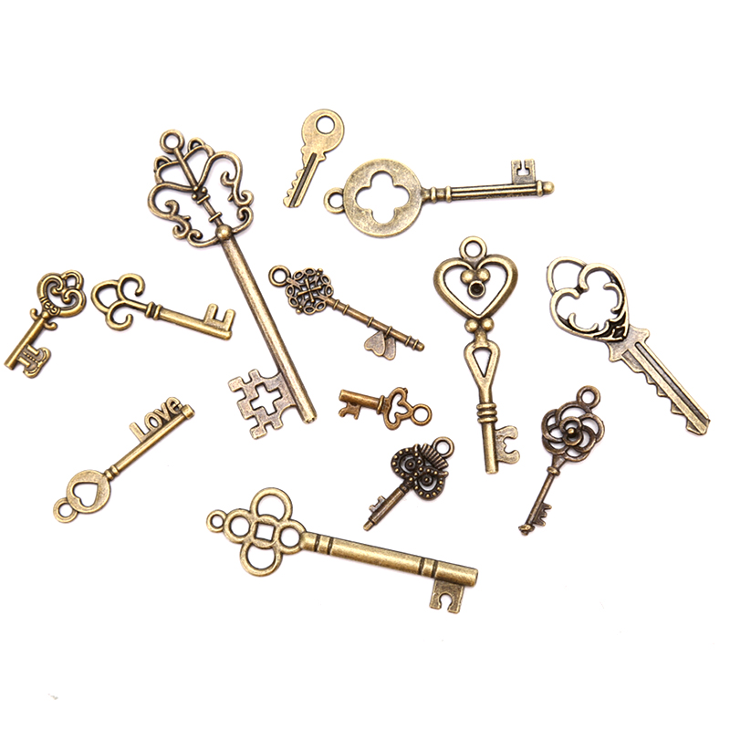 Jewelry Making In La - [LA] 13個入り ヴィンテージメタルミックススタイルキーチャームペンダント ジュエリー作り用 オールドルック