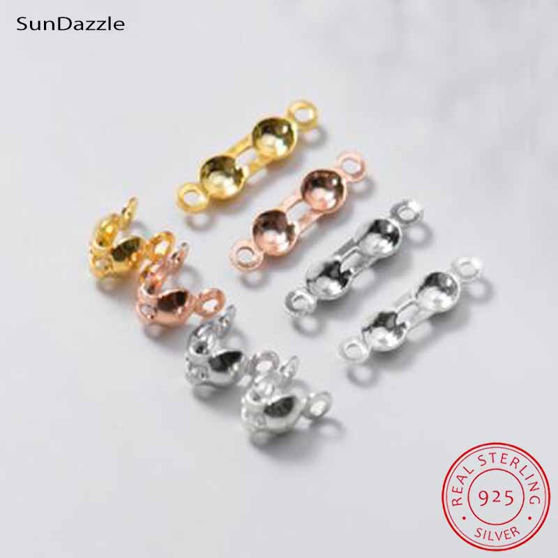 Jewelry Making Gold - 4個入り 本物の純銀925製 クロージャーエンドビーズ クラスプ クリップ ゴールドクリンプコネクター