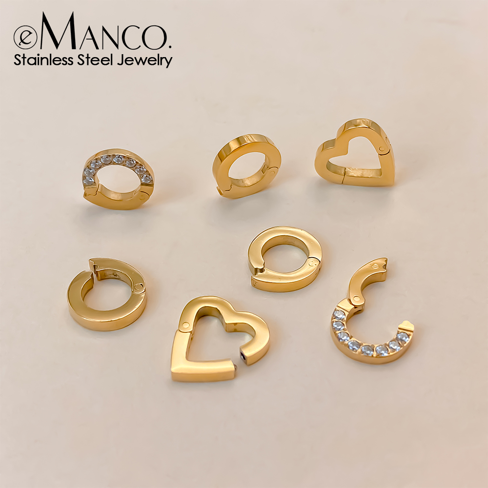 Jewelry Making Gold - EMANCO 高品質ステンレススチール製 14K PVD金メッキ ラウンドスケルトンクラスプヘッド DIYブレスレットネックレスジュエリー製作用