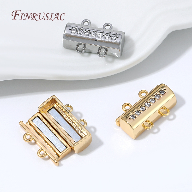 Jewelry Making Gold - マグネット式ネックレス留め具 18K金メッキコネクター ダブルホールパール留め具 エレガントなジュエリー製作パーツ DIYブレスレット留め具