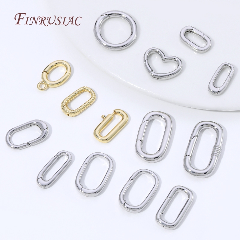 Jewelry Making Gold - 18Kゴールドメッキの楕円形スプリングリングクラスプ。ペーパークリップ型カラビナクラスプで、ジュエリー製作、DIYブレスレット、ネックレスの連結パーツとして使用できます。