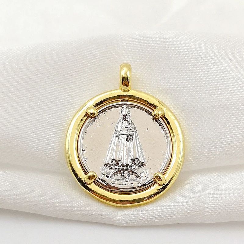 Jewelry Making In La - ラウンド銅金メッキファティマの聖母チャームネックレスDIYジュエリーメイキング用シルバーNuestra Señora de Fatimaペンダントブレスレットイヤリングジュエリーメイキング女性男性ギフトLa Virgen del