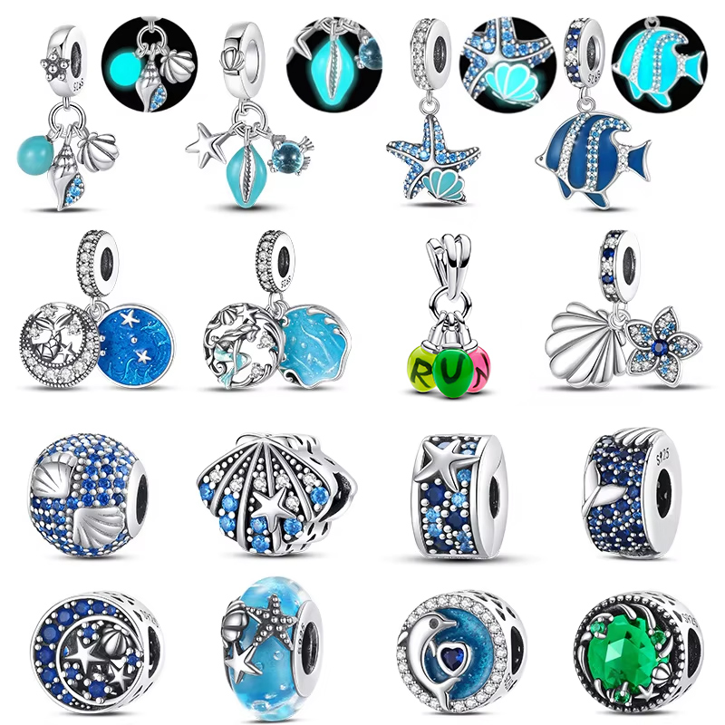 Jewelry Making In La - 925 スターリングシルバーオーシャングローフィッシュシェルチャームシリーズビーズ 3 ミリメートルオリジナルブレスレット DIY メイキングジュエリー誕生日ギフト