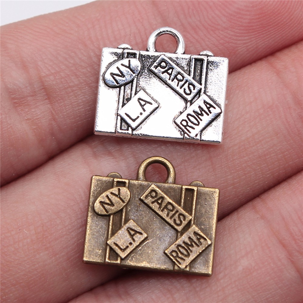 Jewelry Making In La - Wysiwyg 5個15 × 16ミリメートルチャーム旅行バッグニューヨークパリローマラ2色作るdiy手作りジュエリー