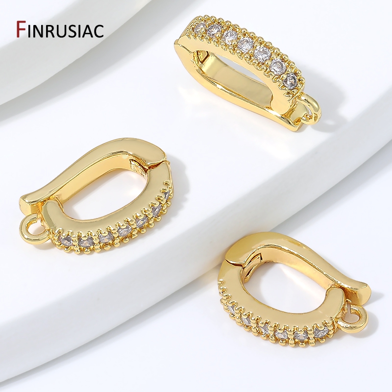 18K金メッキ真鍮製ヒンジ付きネックレスエンドパーツ、ジルコ - Jewelry Making Gold のレビューと価格
