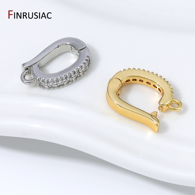 18K金メッキ真鍮製ヒンジ付きネックレスエンドパーツ、ジルコ - Jewelry Making Gold のレビューと価格