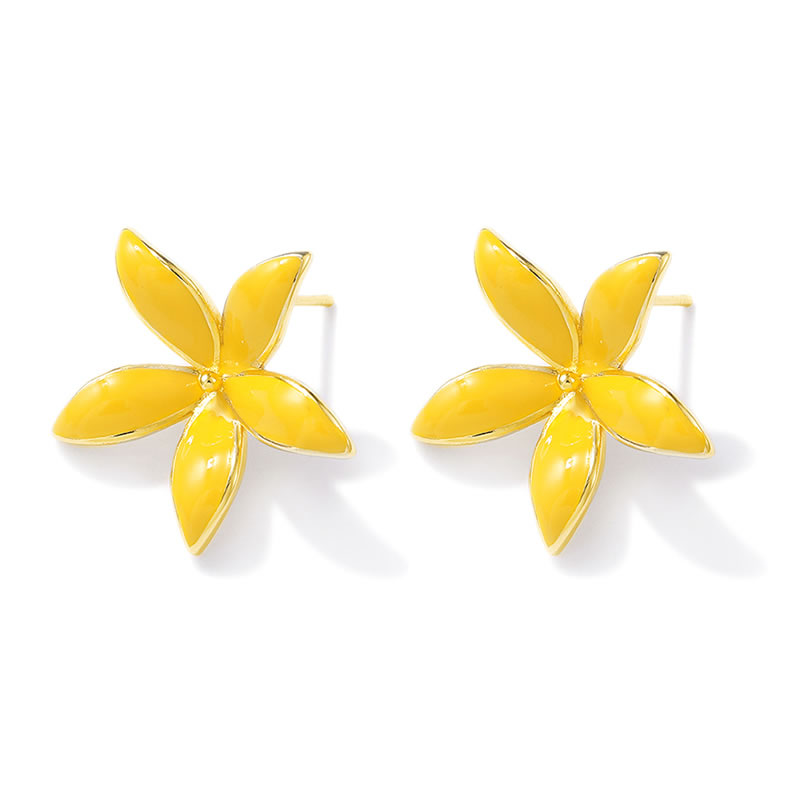 18K ゴールドカラー真鍮フラワースタッドイヤリングピンイヤ - Jewelry Making Gold のレビューと価格