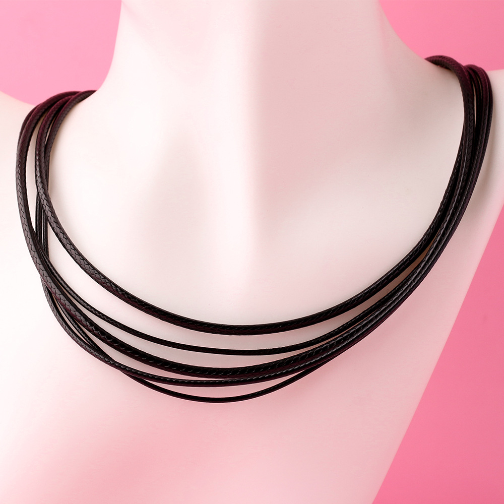925シルバー製ブラック編み込みレザーネックレスコード、スプ - Jewelry Making In La のレビューと価格