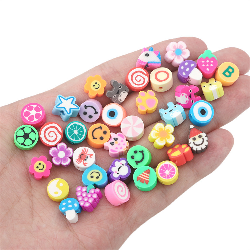 100 個ランダムスタイルポリマークレイビーズ星フルーツ花ハ - Jewelry Making In Clay のレビューと価格