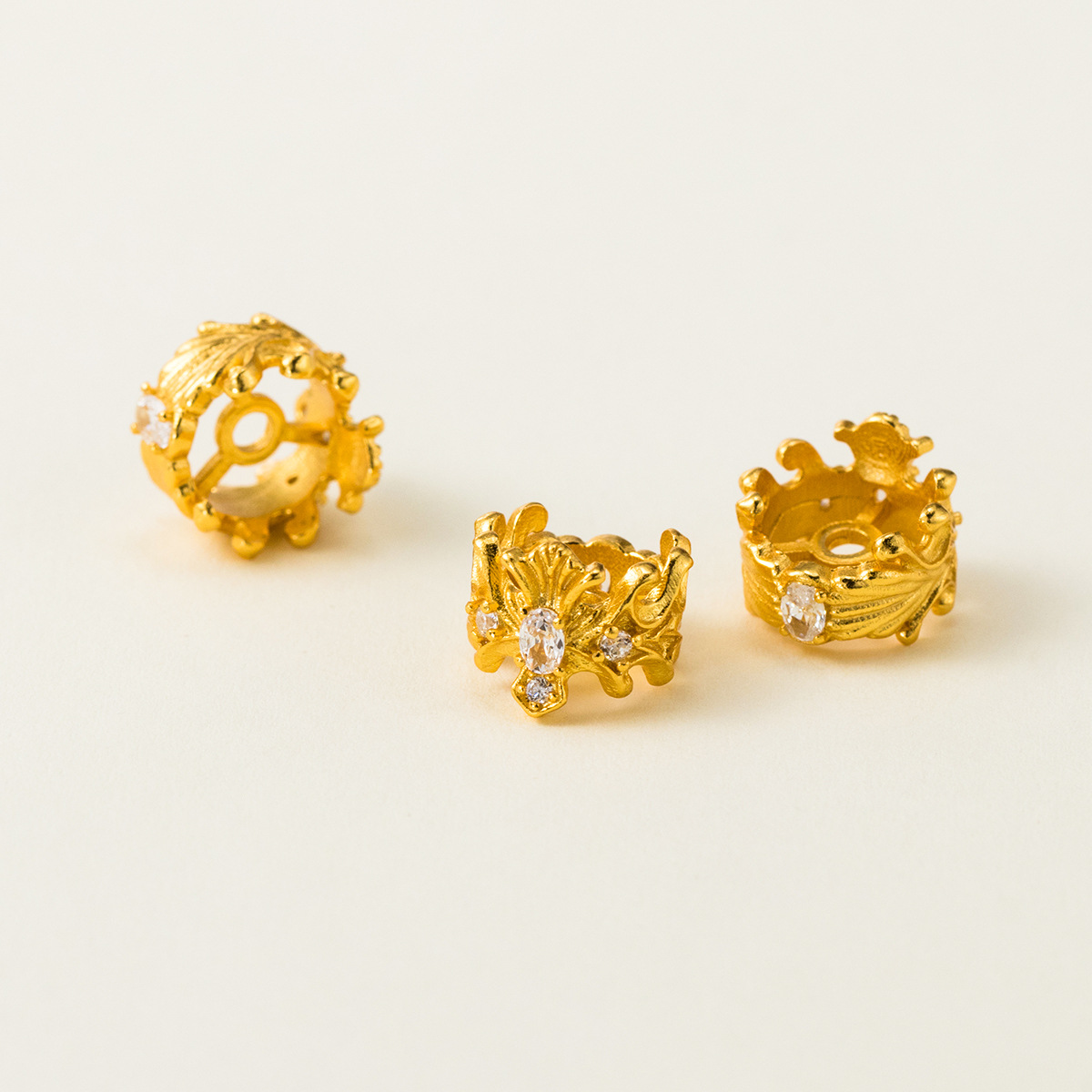 925スターリングシルバー クラウンスペーサービーズ ジルコ - Jewelry Making In La のレビューと価格