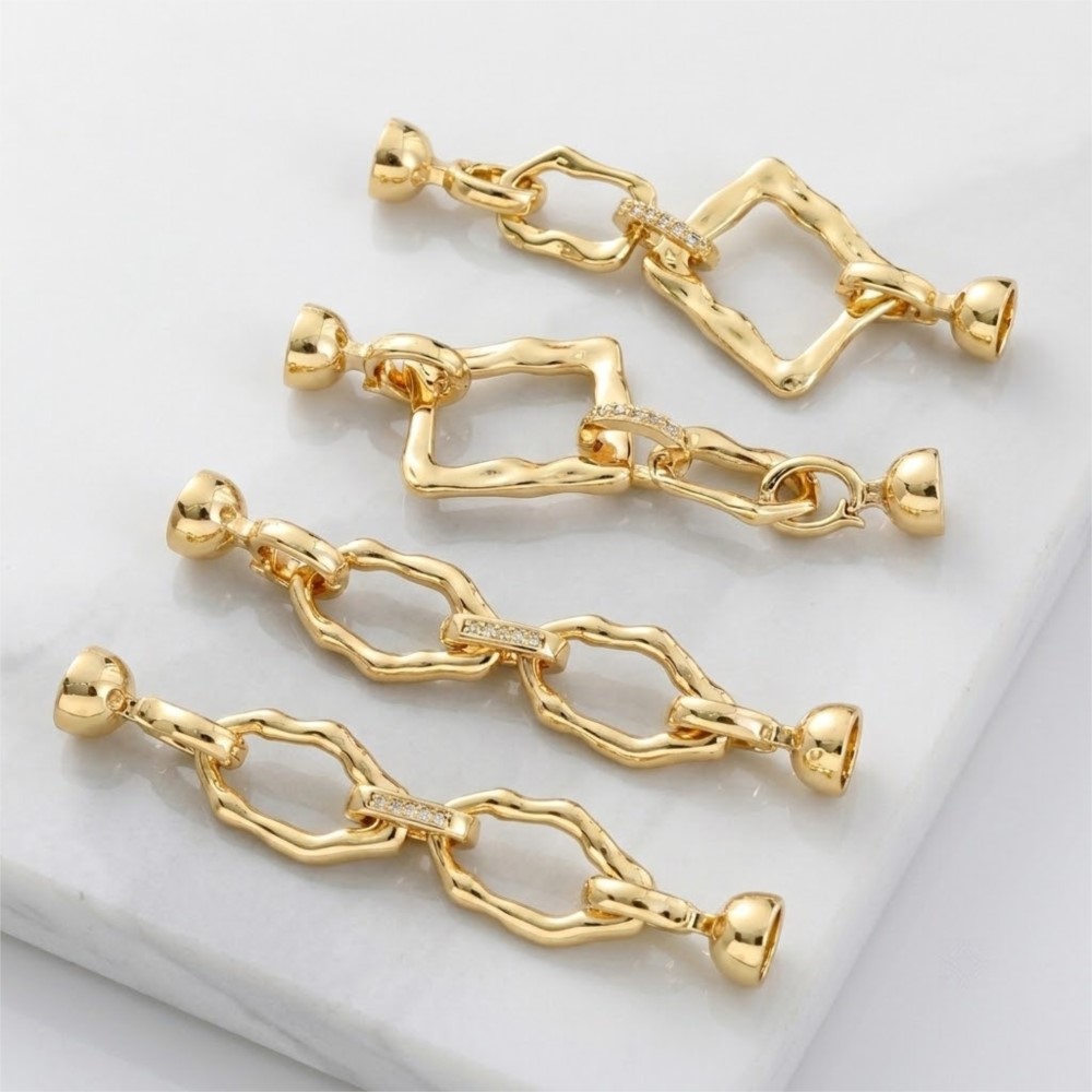 1 ピース 18 k ゴールドメッキシンプルな楕円形不規則接 - Jewelry Making Gold のレビューと価格