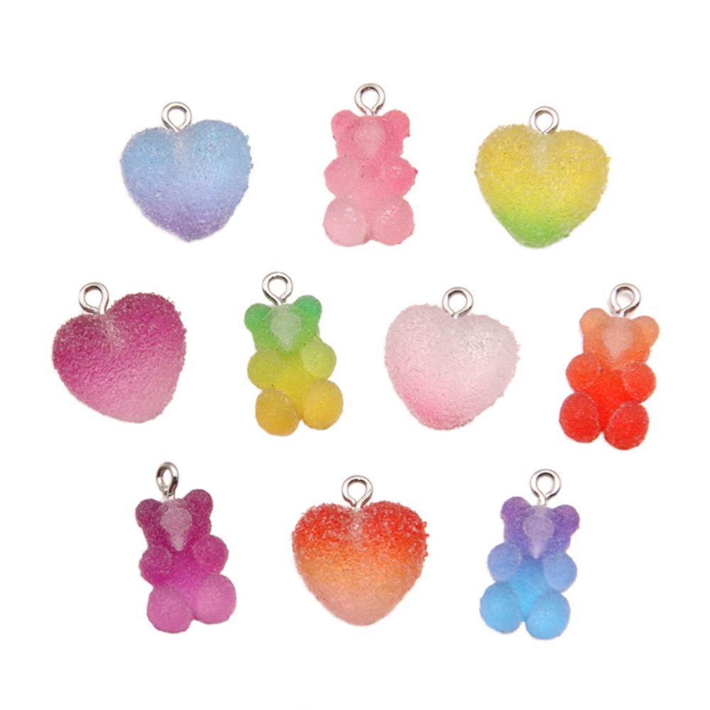 20 個グラデーションカラーキャンディ樹脂クマスターハートチ - Jewelry Making In Clay のレビューと価格