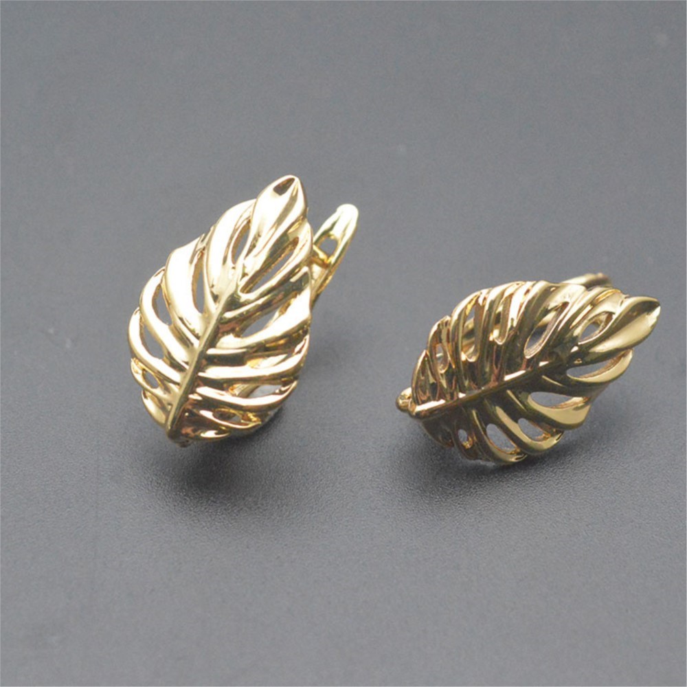 1/2個 18K金メッキ真鍮製 葉っぱ型中空ファッションイヤ - Jewelry Making Gold のレビューと価格